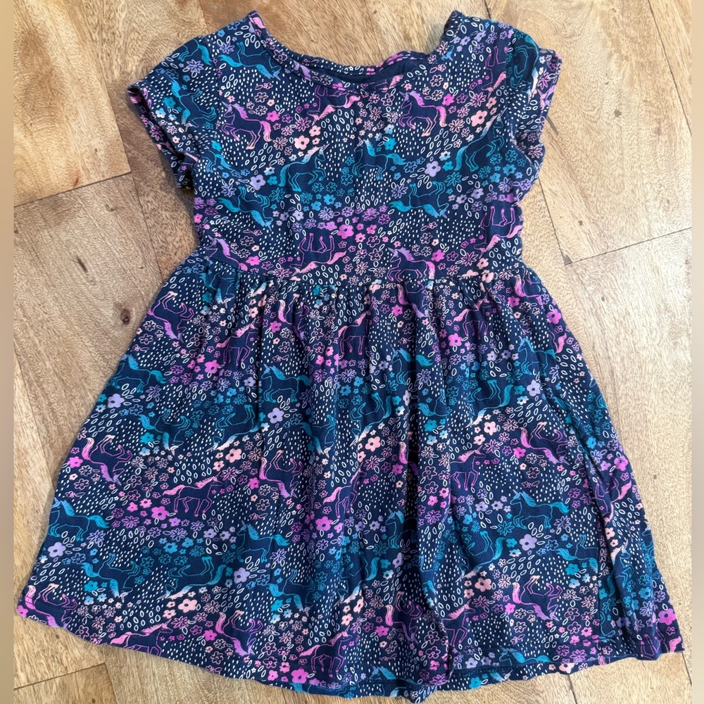 Jumping Beans Blue and Pink Casual Sundress with Flutter Sleeves/Unicorns